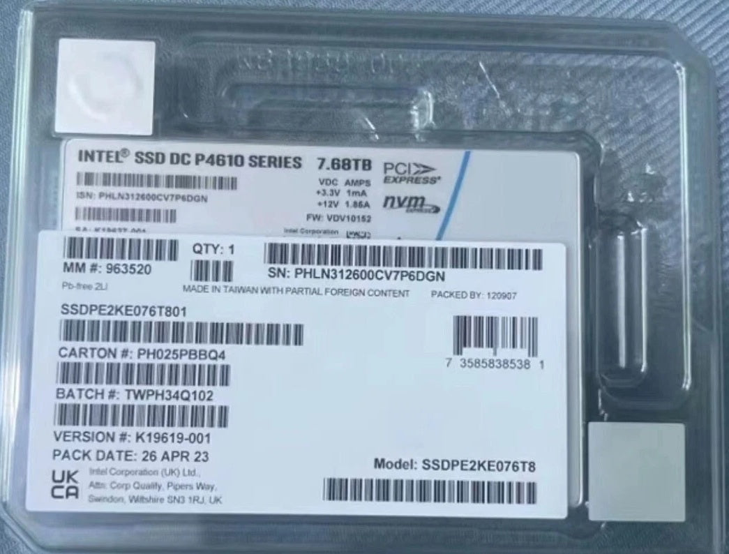 Intel P4610 7.68TB NVMe U.2 Enterprise SSD (Brand New)