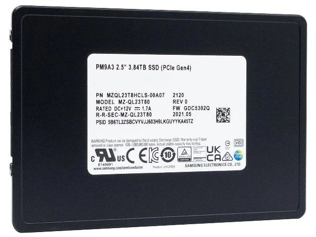 Samsung PM9A3 3.84TB NVMe U.2 Enterprise SSD (Brand New)