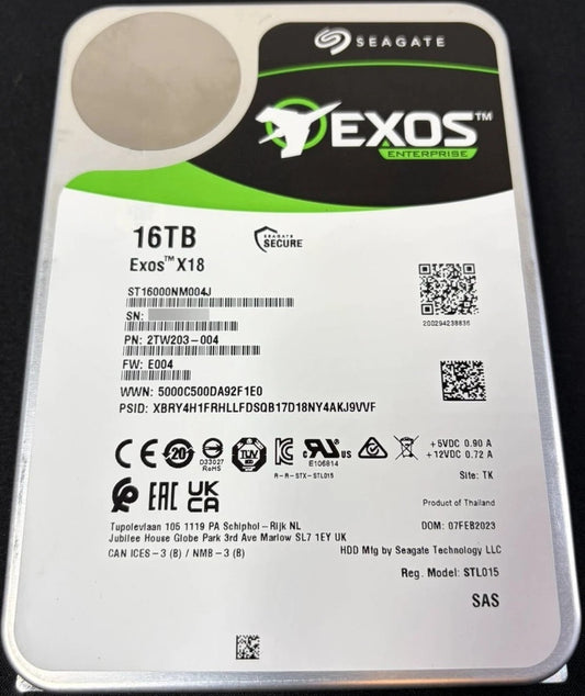 Seagate Exos X18 16TB 7200RPM SAS Enterprise HDD (Brand New)