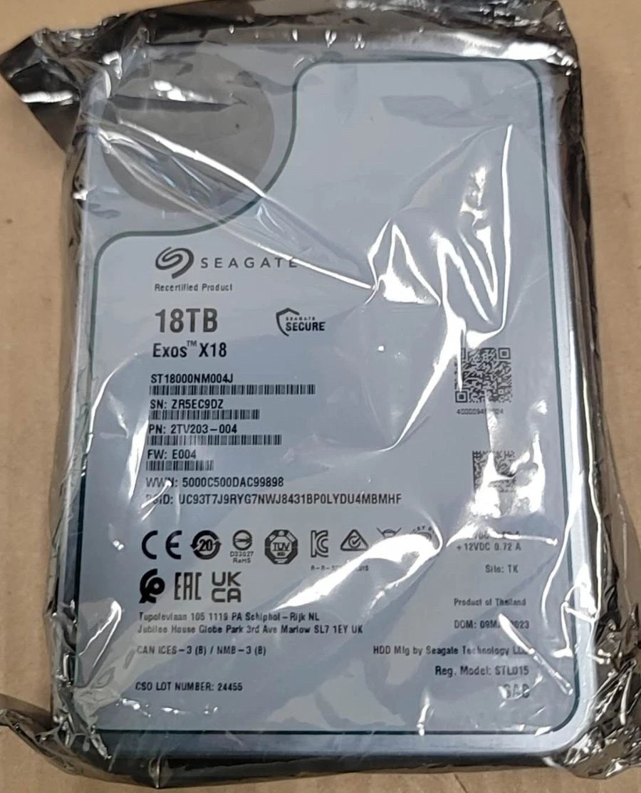 Seagate Exos X18 18TB 7200RPM SAS Enterprise HDD (ST18000NM004J) – Brand New