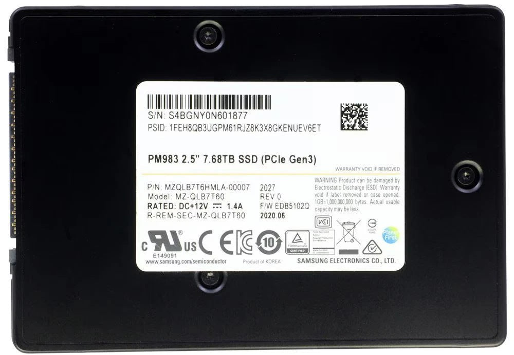 Samsung PM983 7.68TB U.2 NVMe Enterprise SSD (MZQLB7T6HMLA-00007) – Brand New