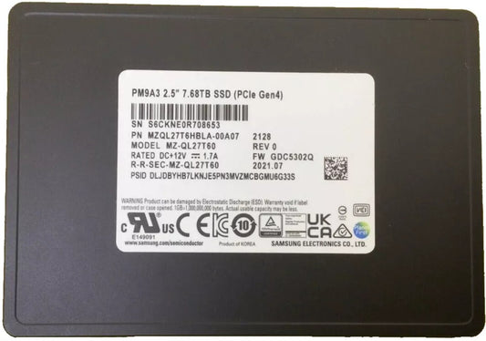 Samsung PM9A3 7.68TB NVMe U.2 Enterprise SSD (Brand New)